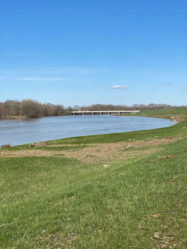 Great Miami River with a bridge in the distance near Trenton