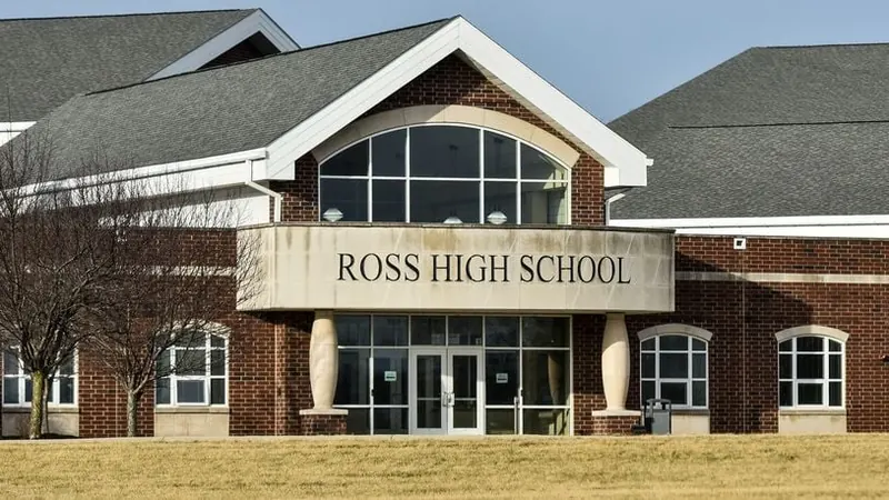 Front entrance of Ross High School in Ross Township