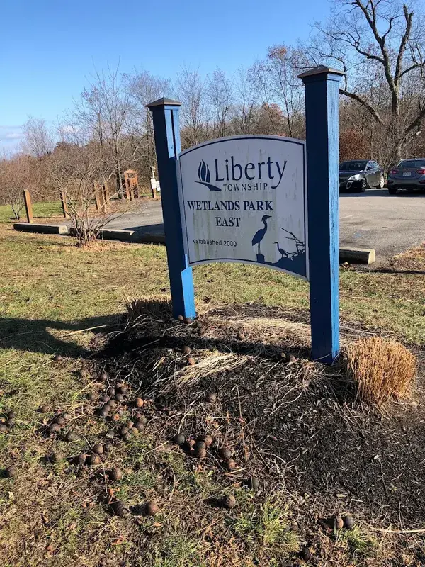 Sign at the entrance to Wetlands Park East in Liberty Township